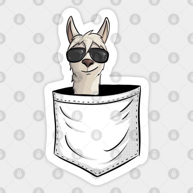 Casual Llama wit Sunglasses In Pocket Sticker by SkizzenMonster